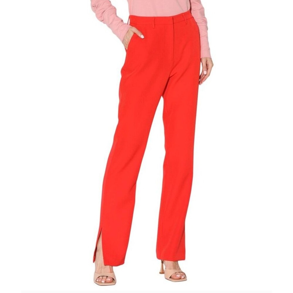Walter Baker Falon Pant 4 Professional Cherry Red Straight Leg Slit Hem Trousers
